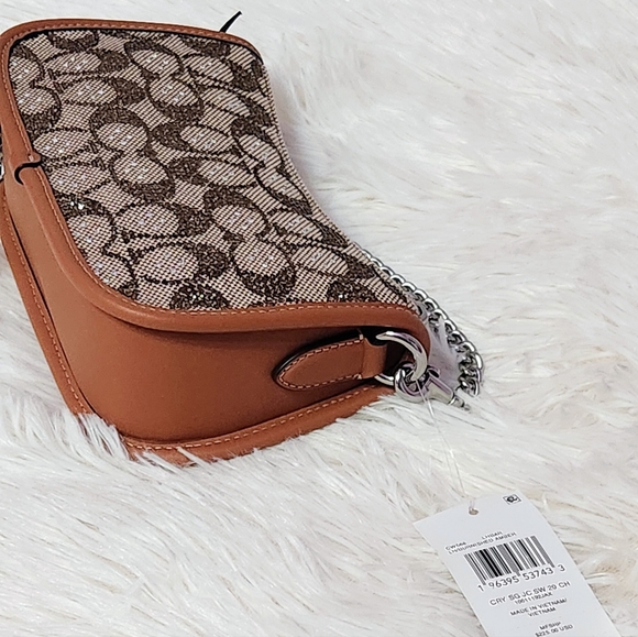 Coach Originals Swinger Crystal Signature Jacquard Chain Shoulder Bag 20 - Picture 8 of 13